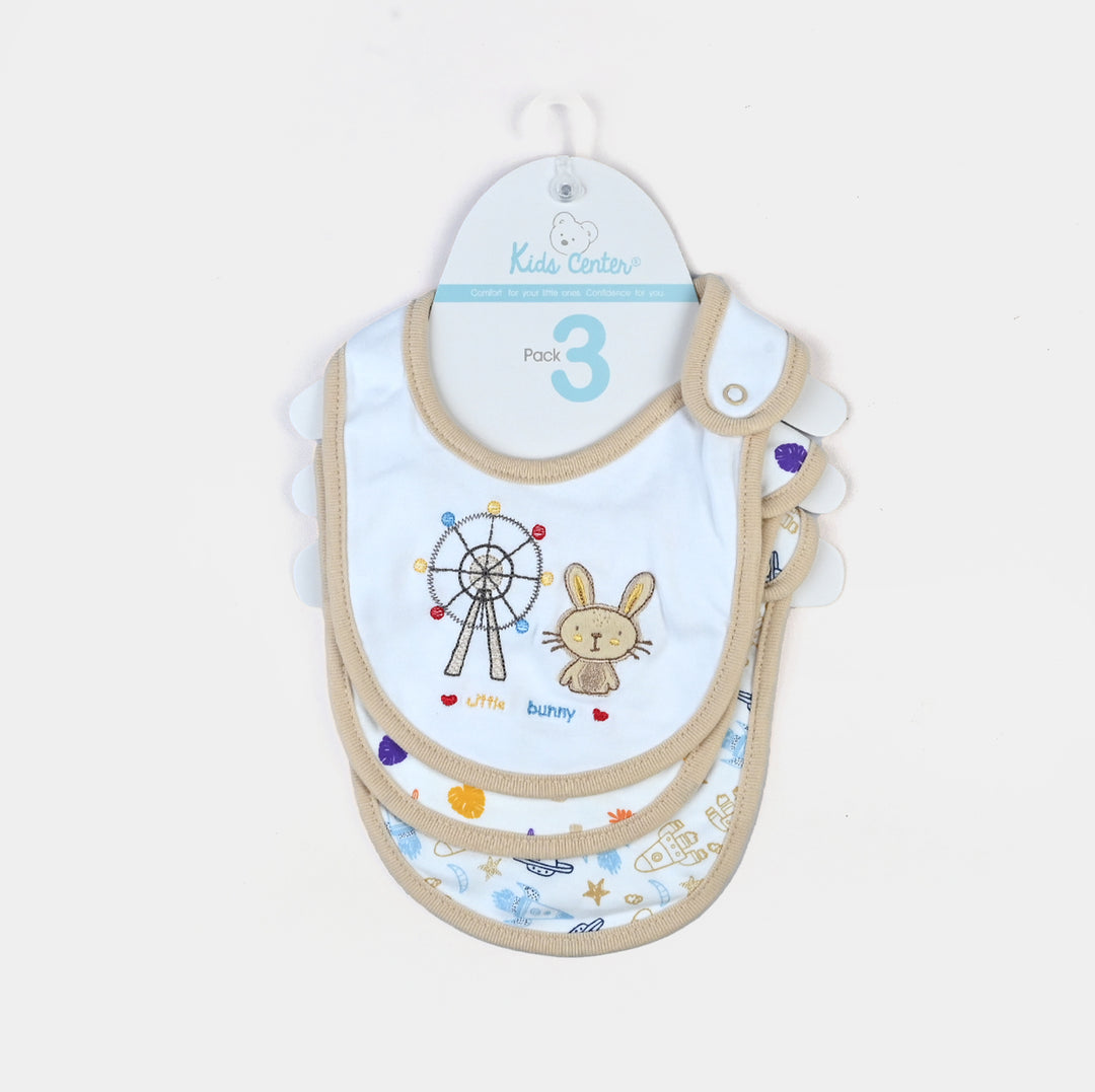 Pack Of 3 Baby Cotton Interlock Bibs Set-MIX