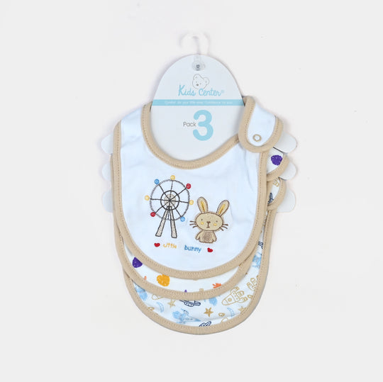 Pack Of 3 Baby Cotton Interlock Bibs Set-MIX
