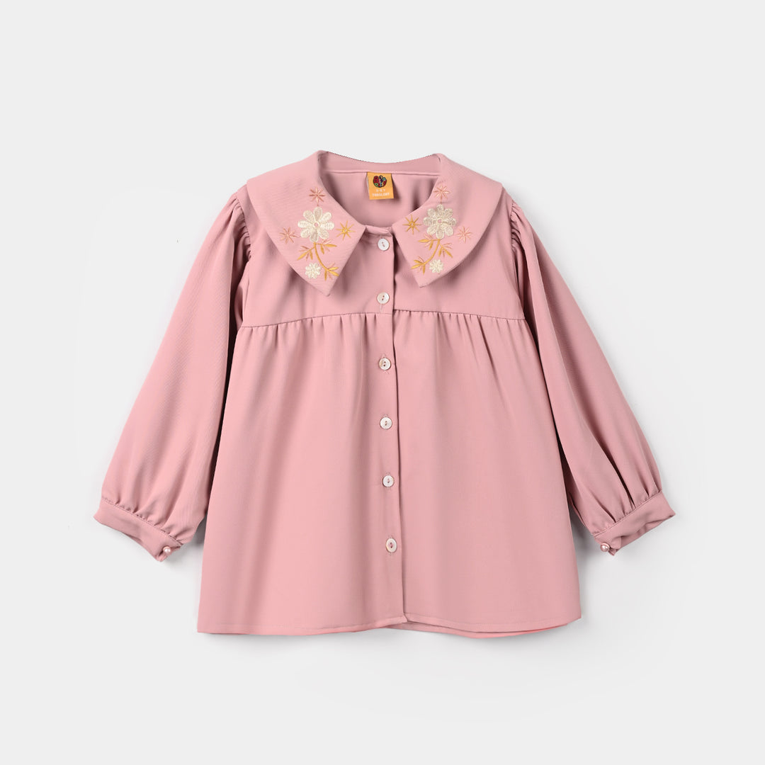 Girls Cotton Twill Emb Co-Ord Set Blush - Light Pink