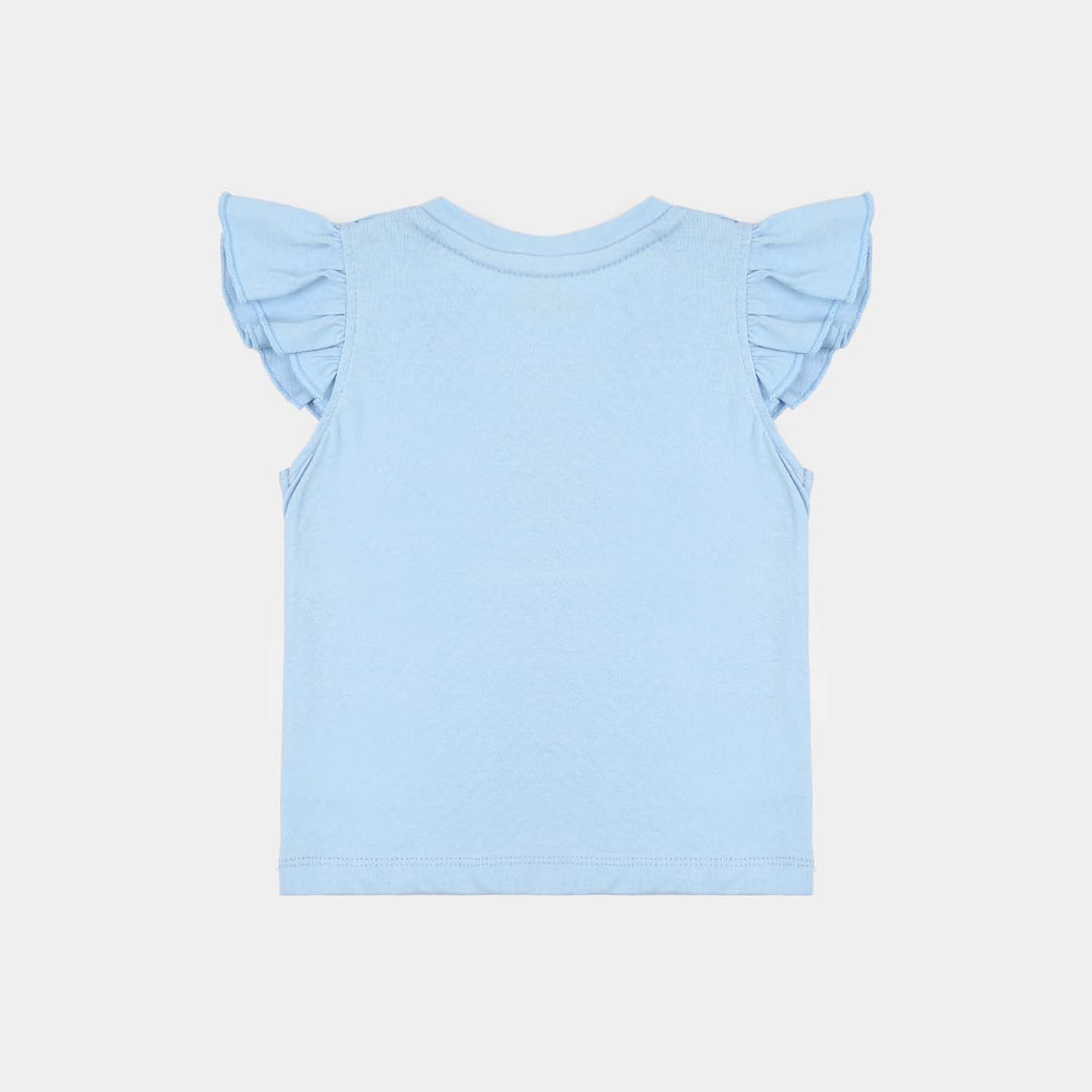 Infant Girls Cotton Jersey 2 Piece Set Bow Set-White.Pink