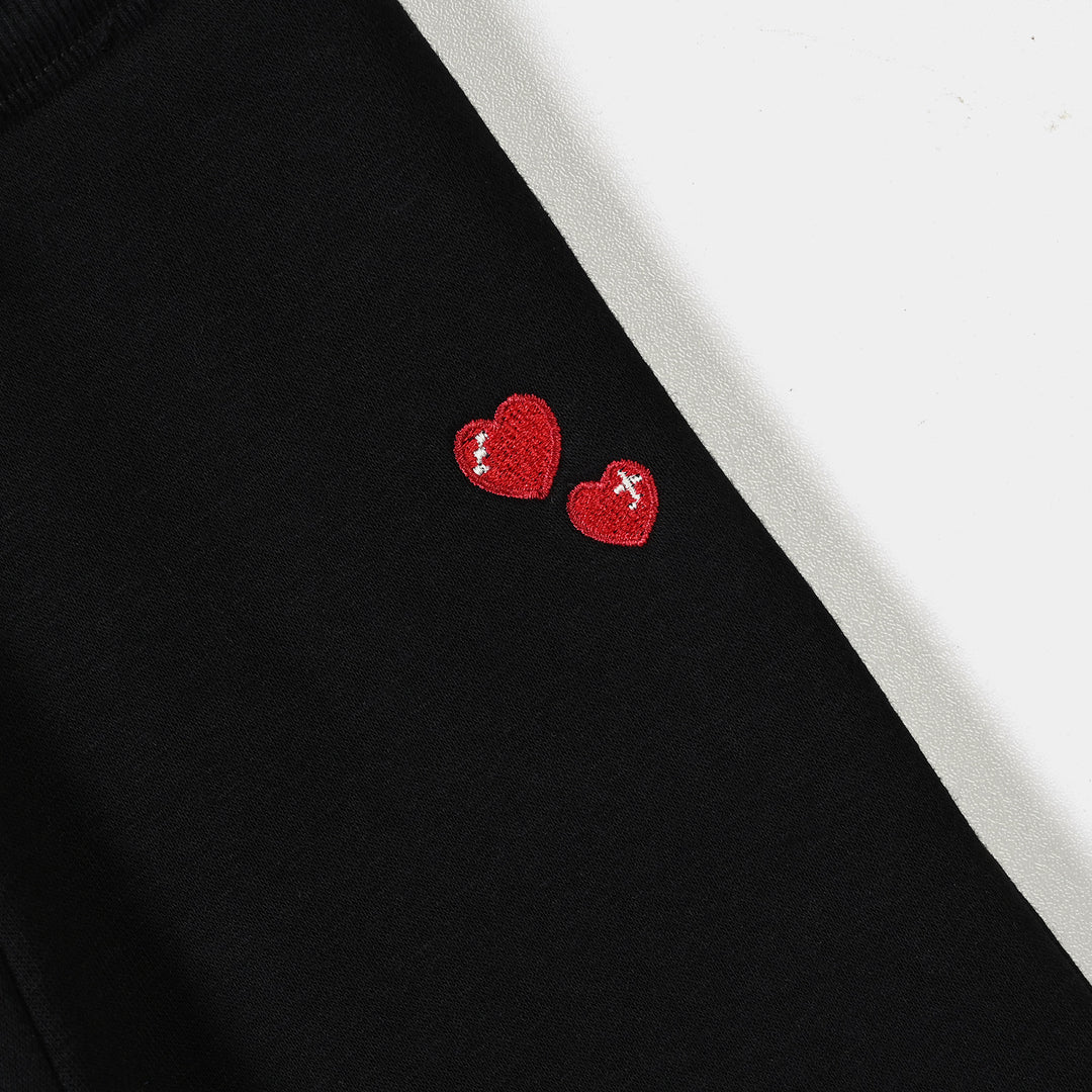 Infant Girls Fleece Pyjama Red Hearts-BLACK