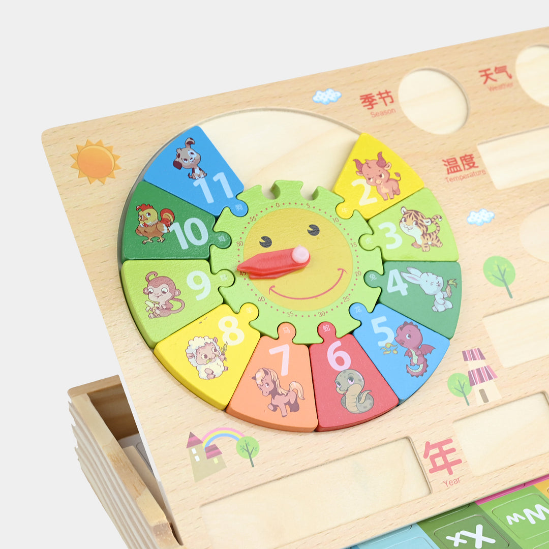 Wooden Zodiac Calendar Clock