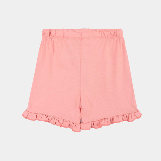 Infant Girls Cotton Jersey 2 Piece Set Bow Set-White.Pink