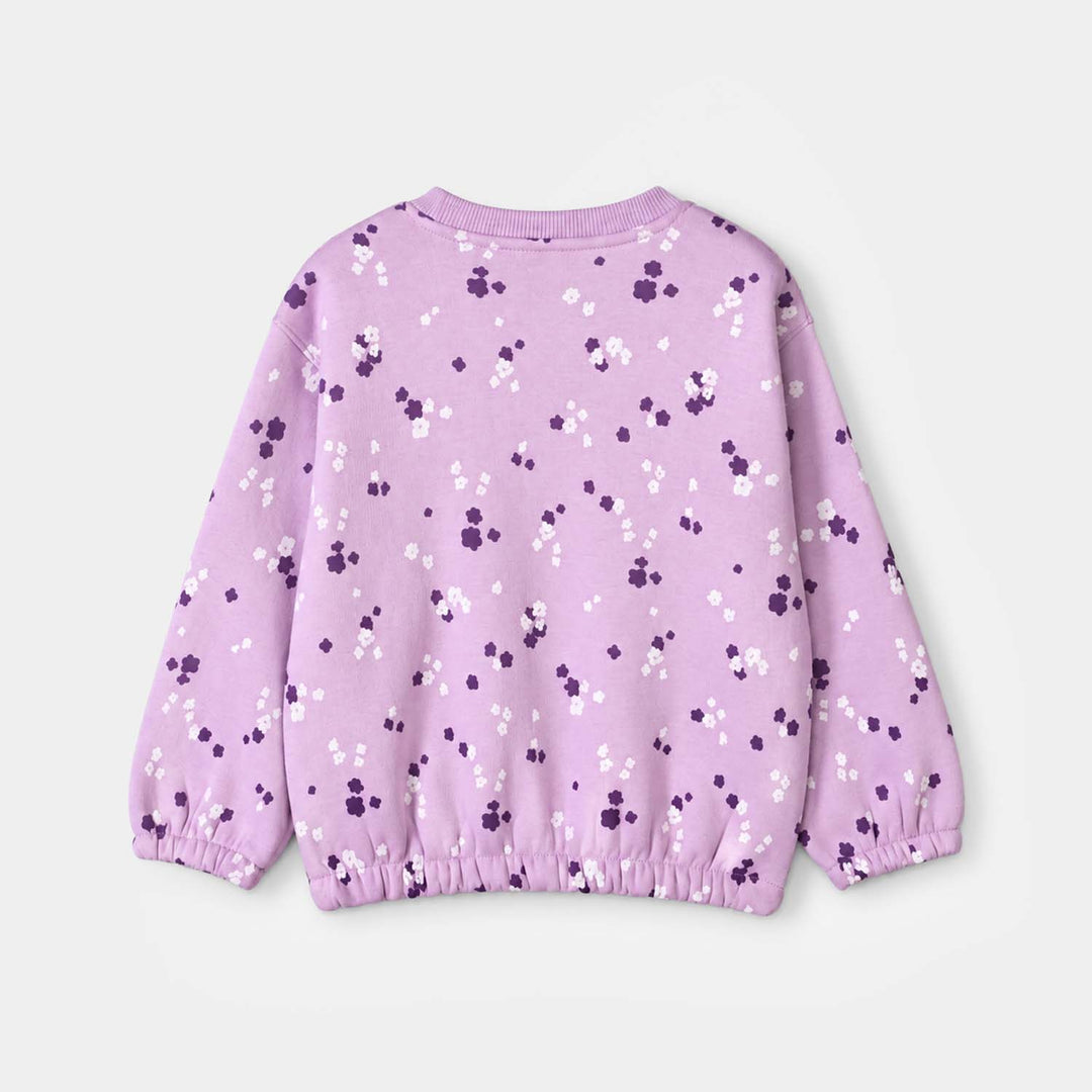 Girls Fleece SweatShirt Chint Floral Pattern-Orchid