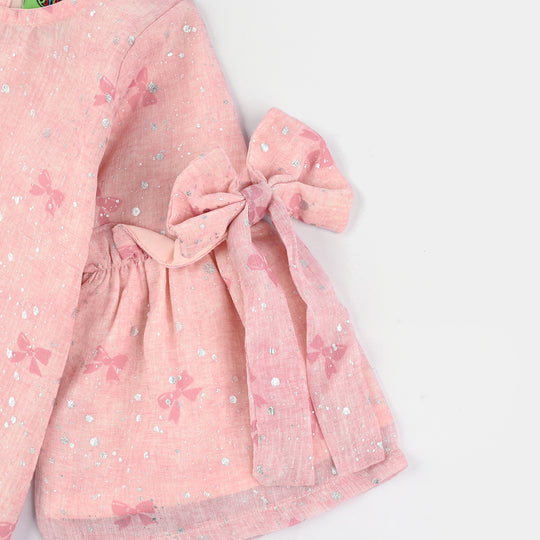 Infant Girls Chiffon Casual Top Pink Bow