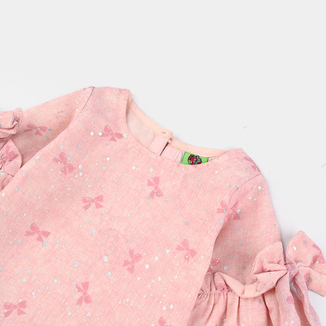 Infant Girls Chiffon Casual Top Pink Bow
