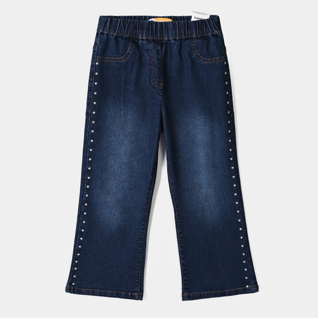 Girls Denim Stretch Jegging STUDS-DARK BLUE