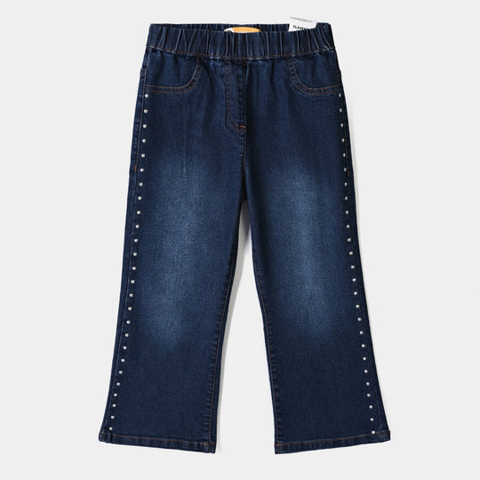 Girls Denim Stretch Jegging STUDS-DARK BLUE
