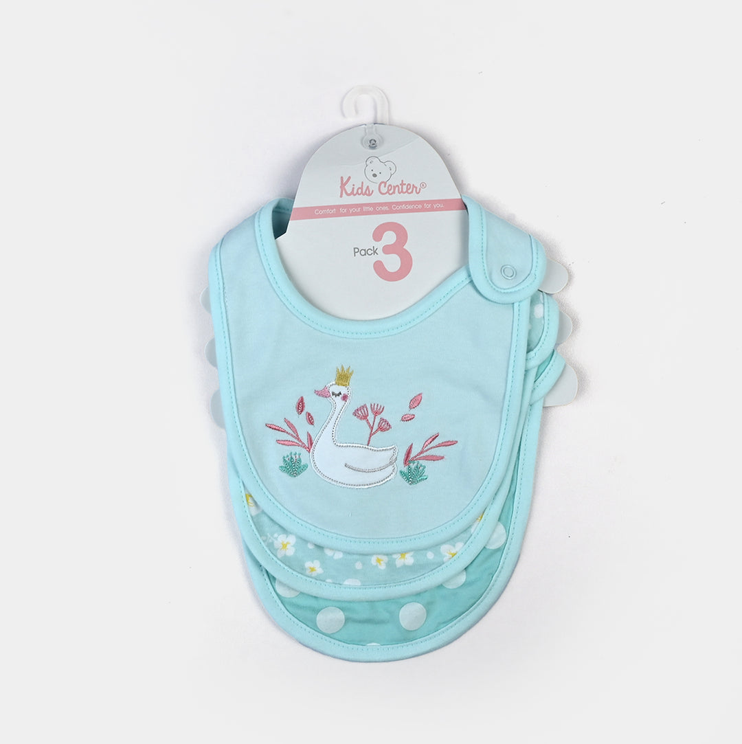 Pack Of 3 Baby Cotton Interlock Bibs Set-MIX