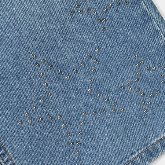 Girls Denim rigid Pant Stars-Mid Blue