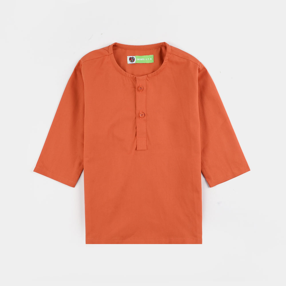 Infant Boys Cotton Poplin 2PC Suit-BROWN