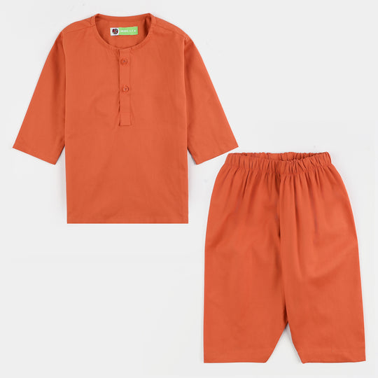 Infant Boys Cotton Poplin 2PC Suit-BROWN