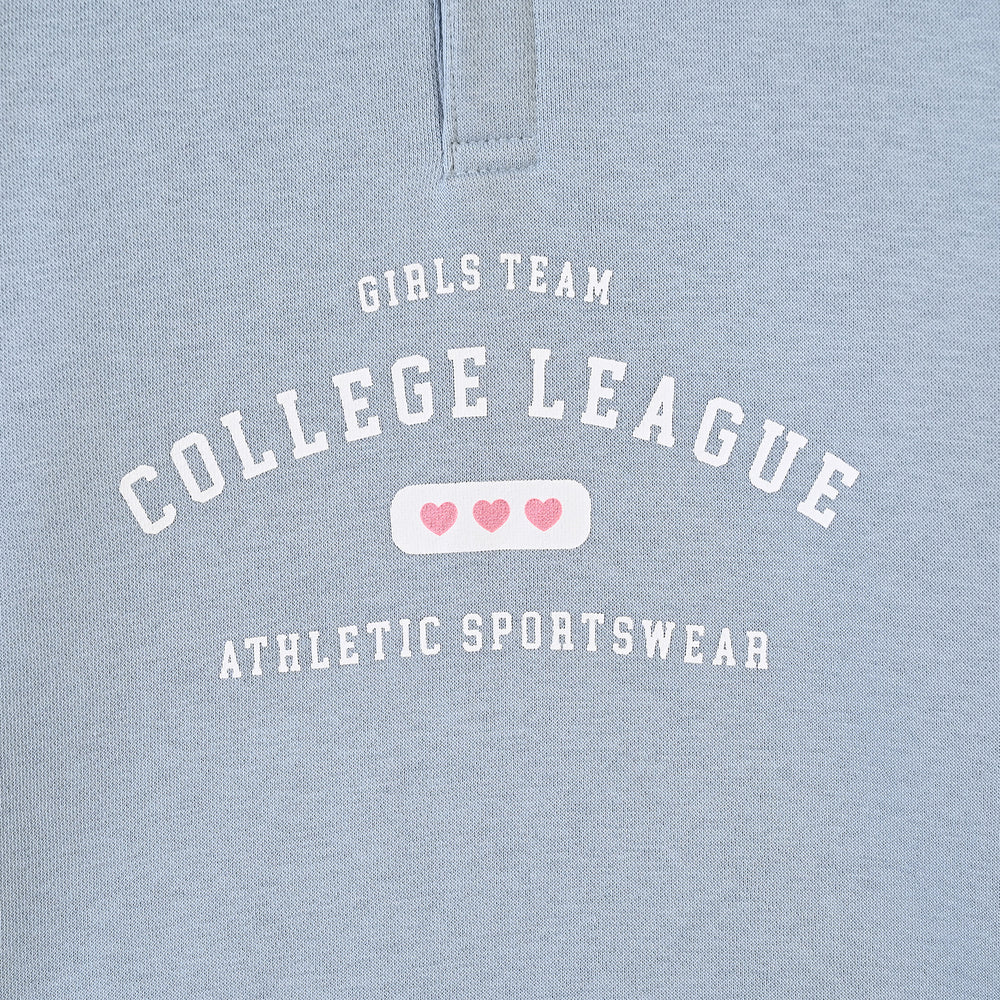 Girls Fleece Sweatshirt College League-Blue Fog