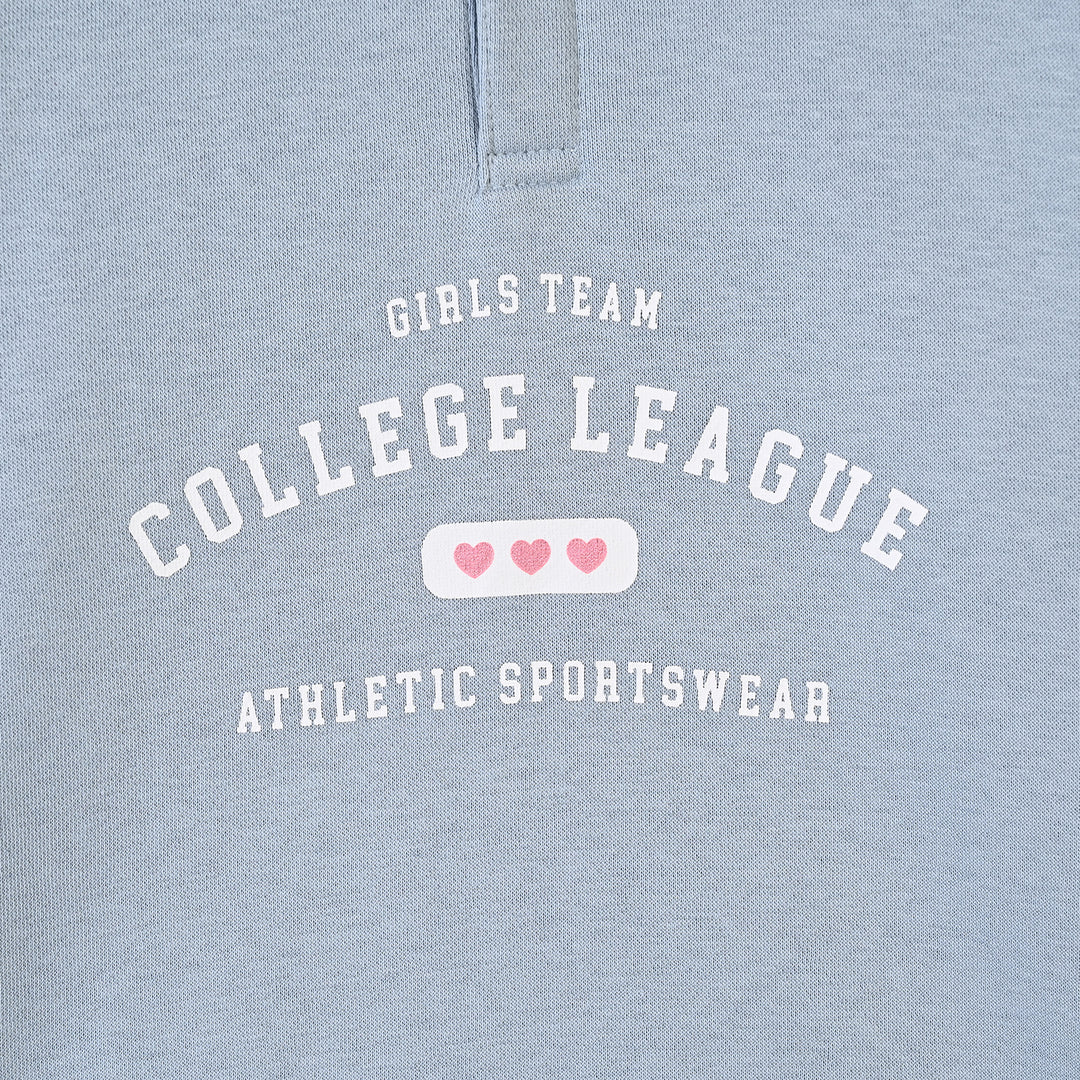Girls Fleece Sweatshirt College League-Blue Fog