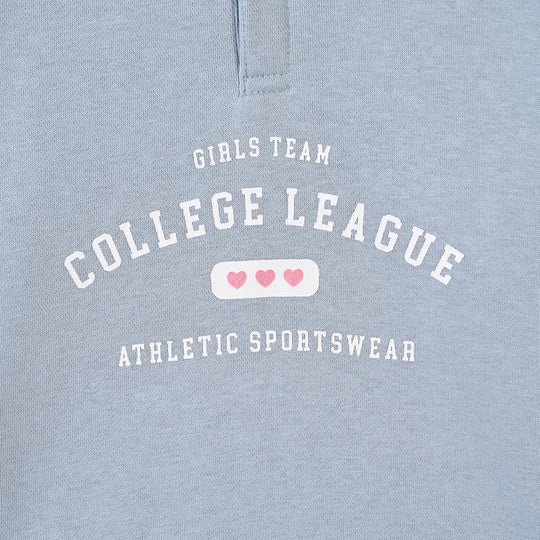 Girls Fleece Sweatshirt College League-Blue Fog