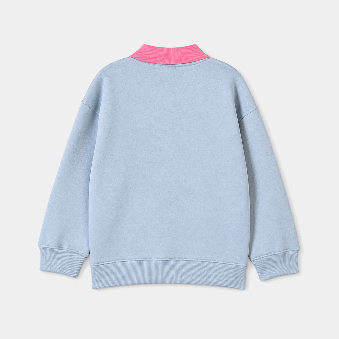 Girls Fleece Sweatshirt College League-Blue Fog