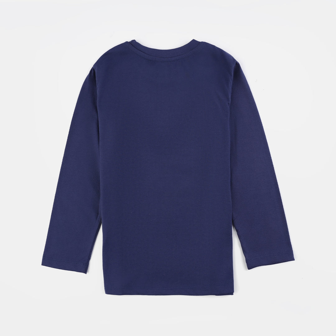 Boys Poly Cotton Jersey Knitted Nightwear Dark Knight-Navy Blue