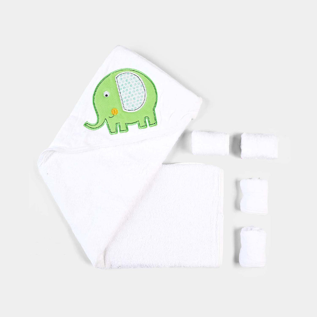 Baby Hooded Bath Towel + 4 PCs Face Towel