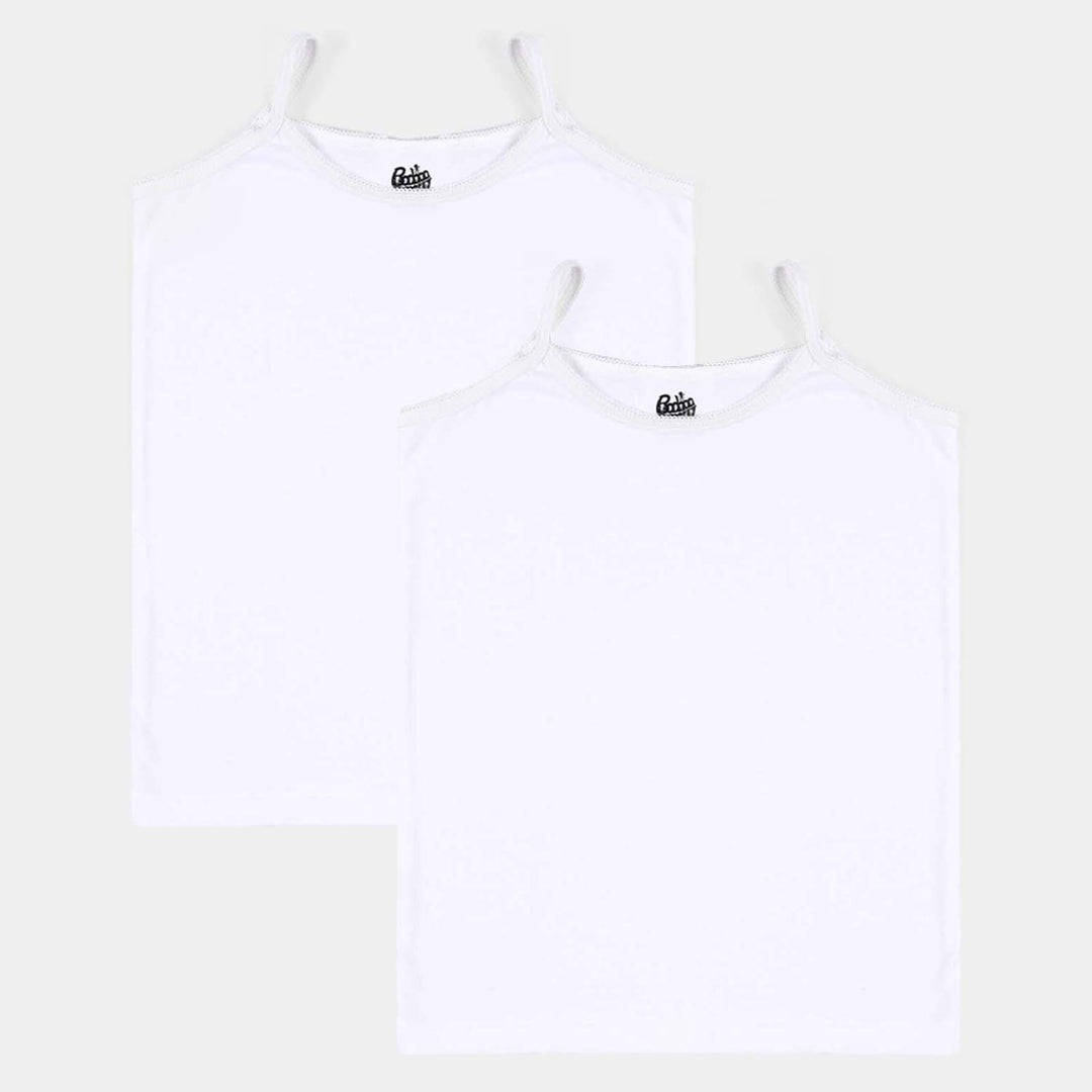 Girls Cotton Jersey Cami Basic-Pack of 2-White