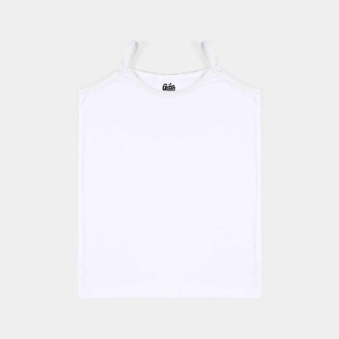 Girls Cotton Jersey Cami Basic-Pack of 2-White