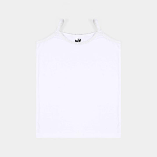 Girls Cotton Jersey Cami Basic-Pack of 2-White
