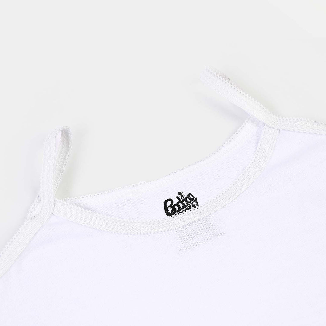 Girls Cotton Jersey Cami Basic-Pack of 2-White