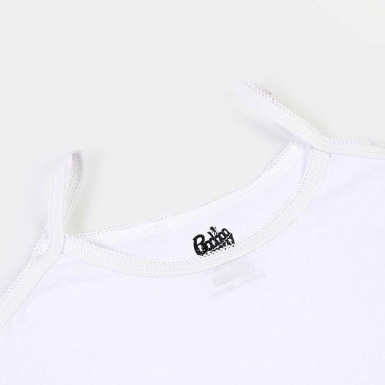 Girls Cotton Jersey Cami Basic-Pack of 2-White