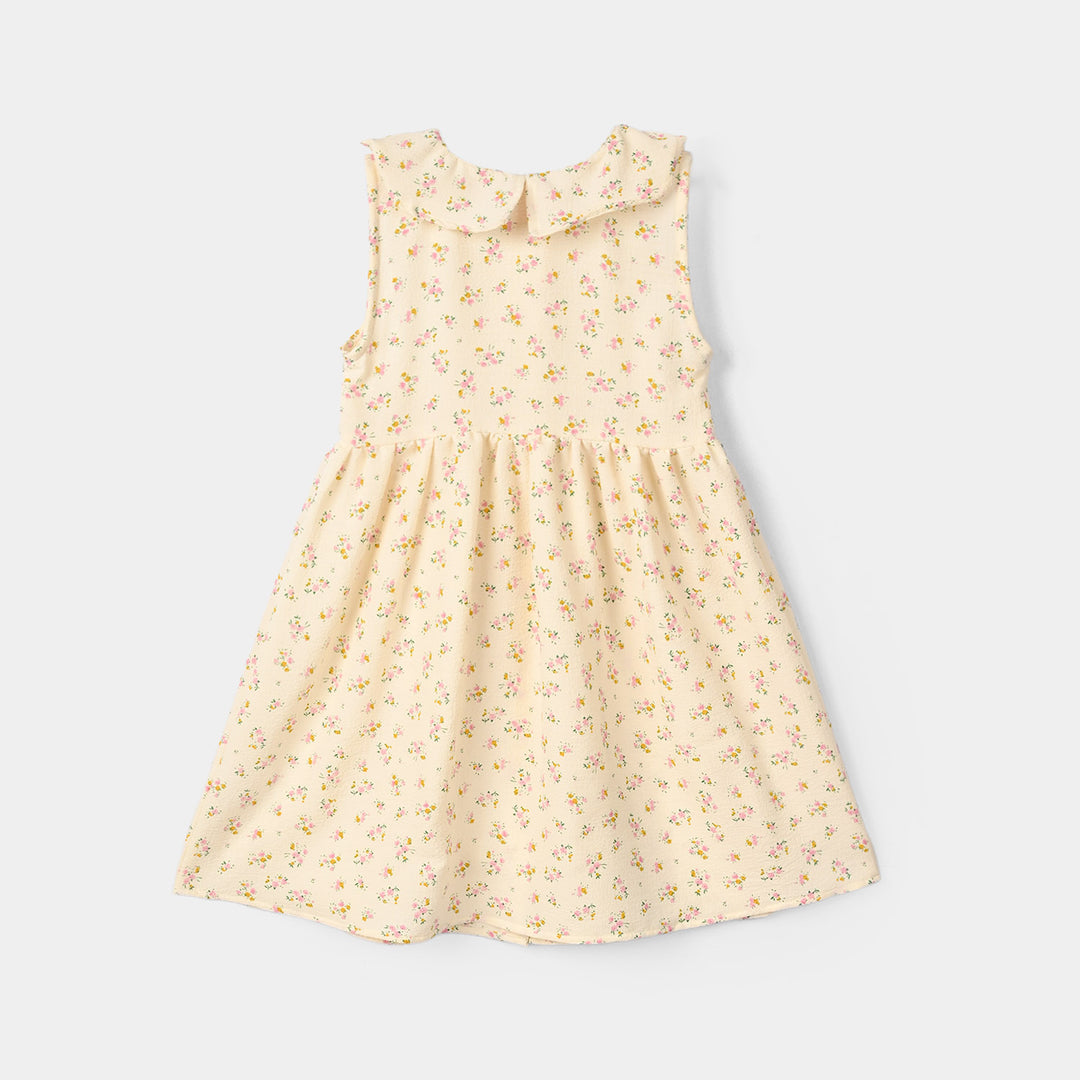 Infant Girls Poly Crinkle Casual Frock (Crinkles) - Off White