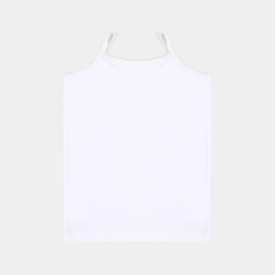 Girls Cotton Jersey Cami Basic-Pack of 2-White