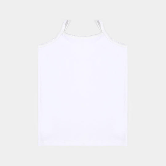 Girls Cotton Jersey Cami Basic-Pack of 2-White