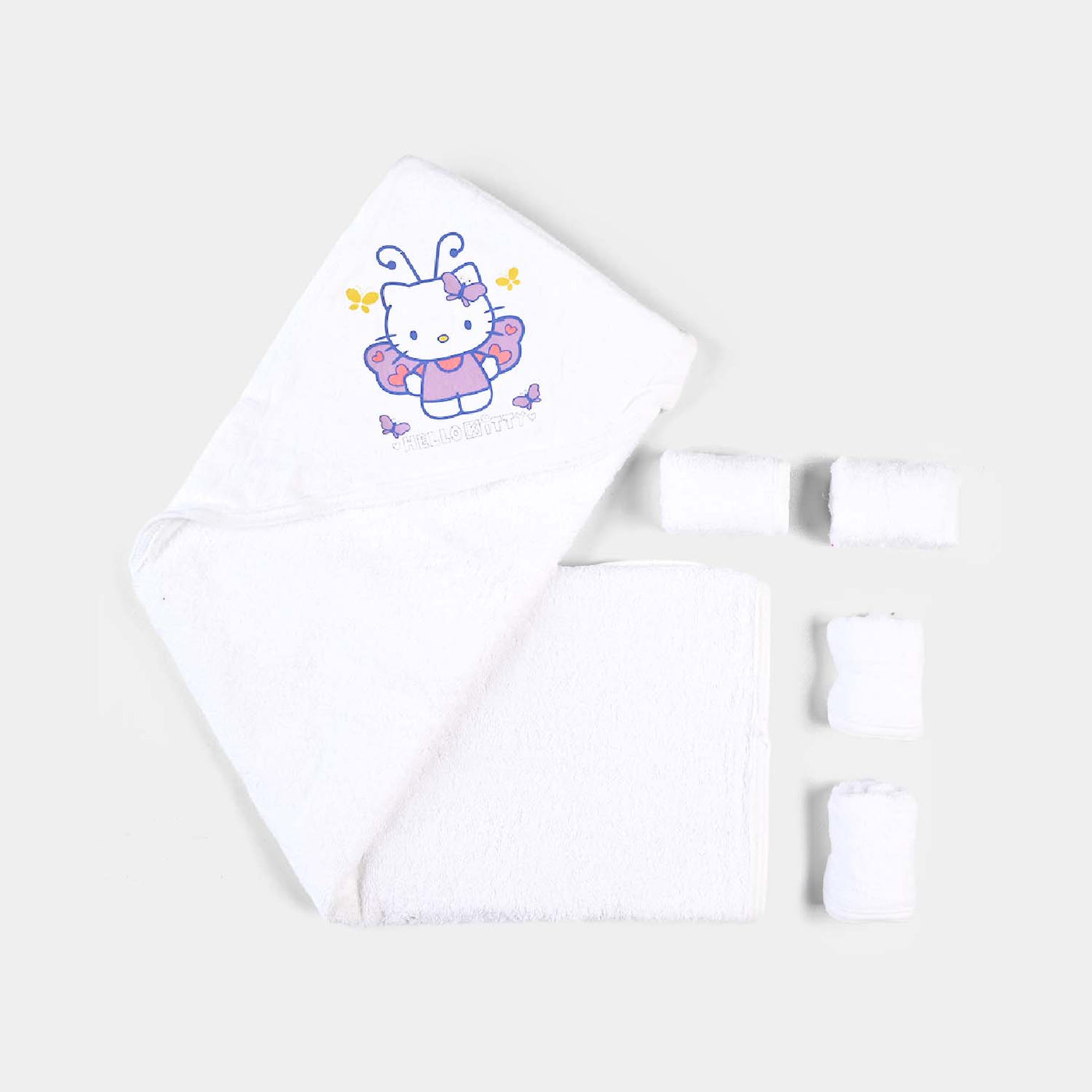 Baby Hooded Bath Towel + 4 PCs Face Towel