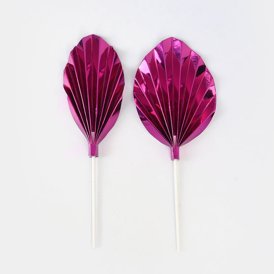 Metallic Palm Leaf Cake Toppers
