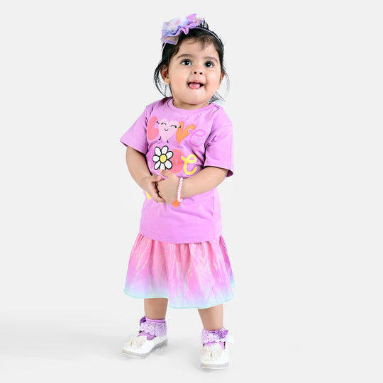 Infant Girls Cotton Jersey T-Shirt Love Mode Day-ORCHID