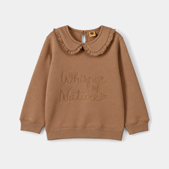 Girls Fleece Sweatshirt Whisper Of Nature- Brown