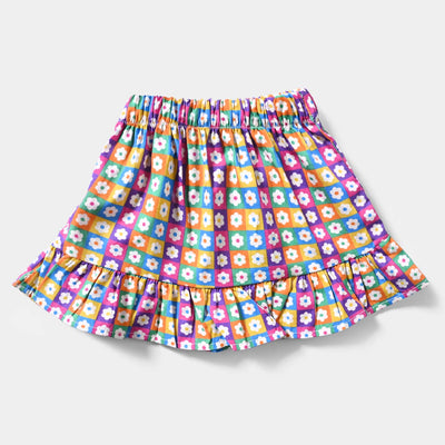 Infant Girls Cotton Poplin Short Skirt Cubes-Multi