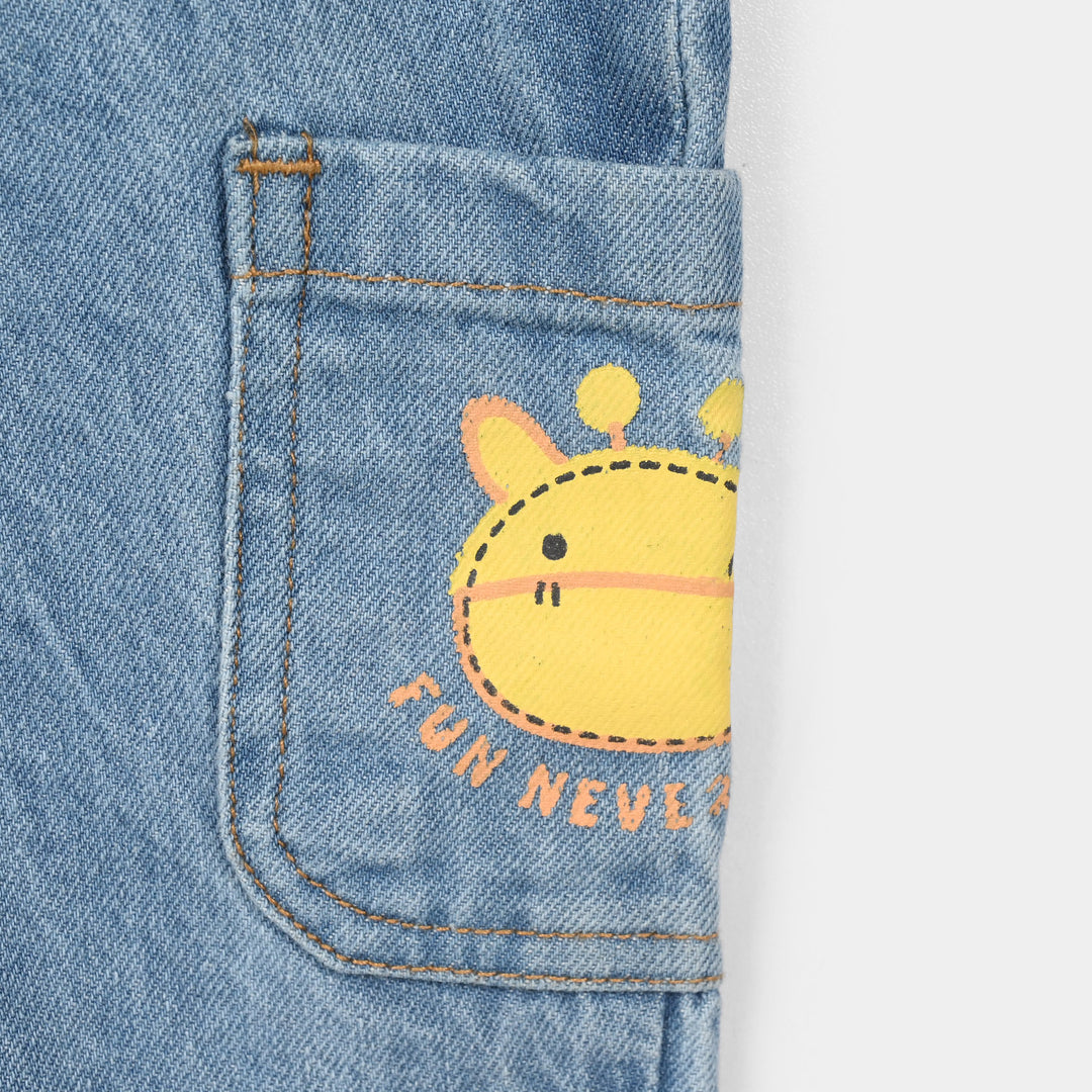 Infant Boys Denim Rigid Overall (Have Fun) - Ice Blue