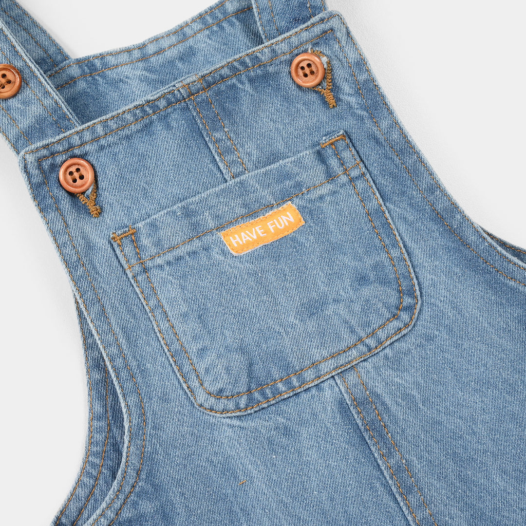 Infant Boys Denim Rigid Overall (Have Fun) - Ice Blue