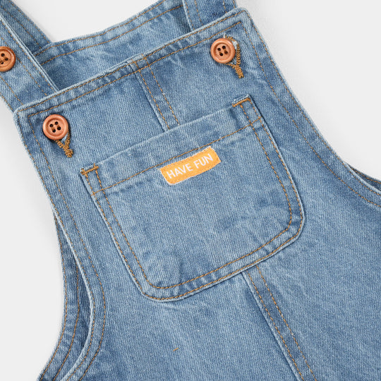 Infant Boys Denim Rigid Overall (Have Fun) - Ice Blue