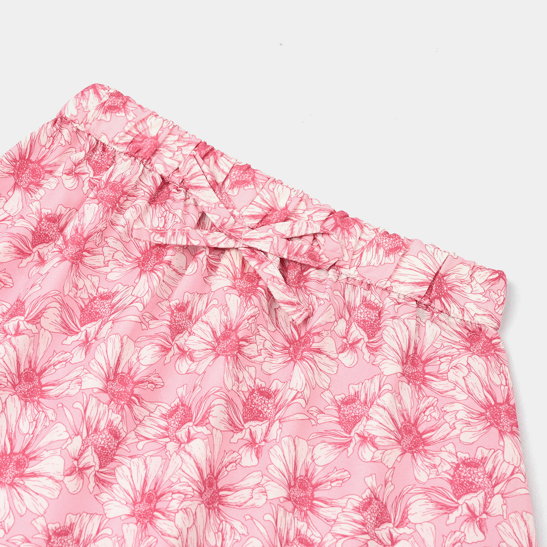 Girls Poly Lawn Short Skirt Flamingo-Pink