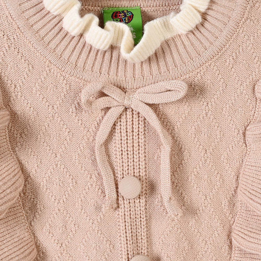 Infant Girls Acrylic Sweater Blush Belle-BEIGE