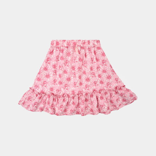 Girls Poly Lawn Short Skirt Flamingo-Pink
