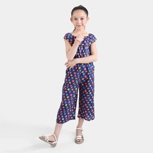 Girls Viscose Jumpsuit -Blue