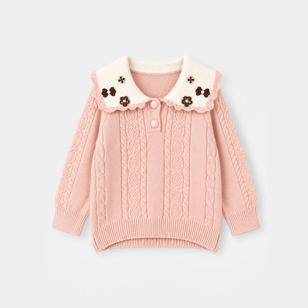 Infant Girls Acrylic Co-ord Set-Scallop Callar-LT.Pink