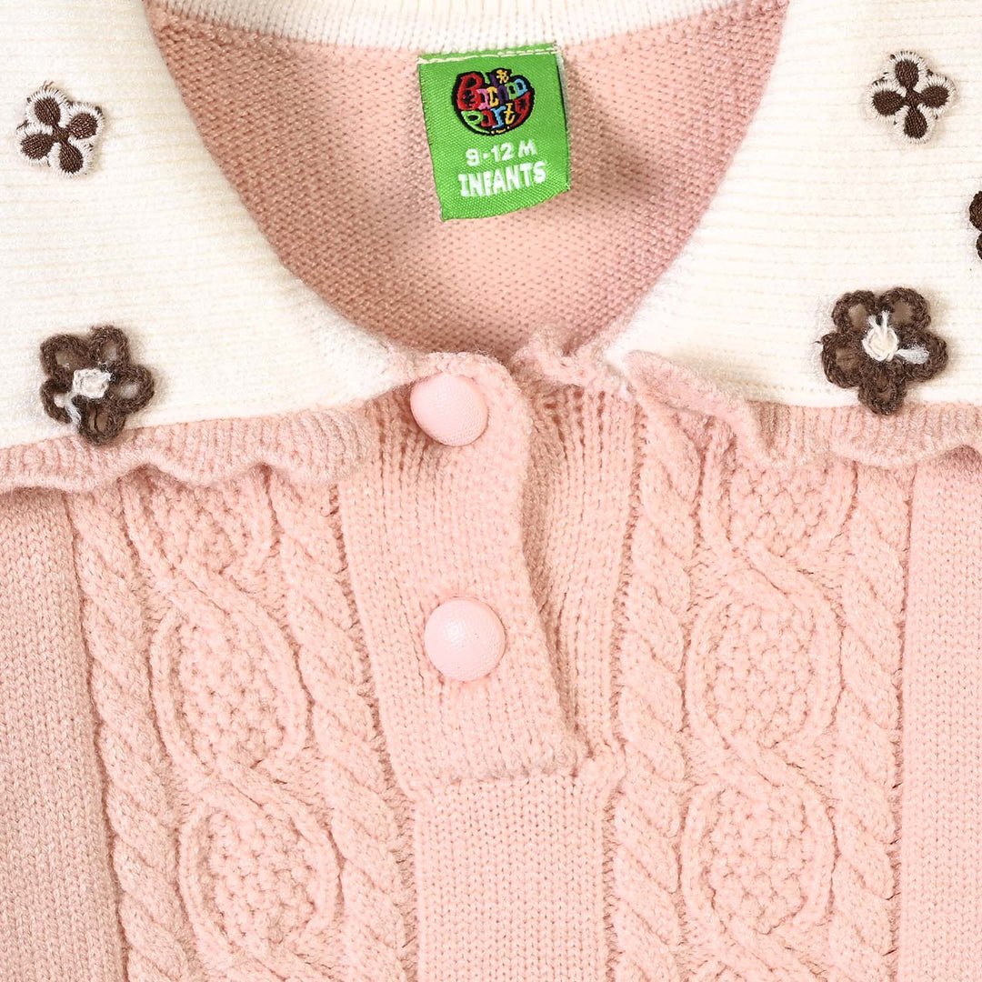 Infant Girls Acrylic Co-ord Set-Scallop Callar-LT.Pink