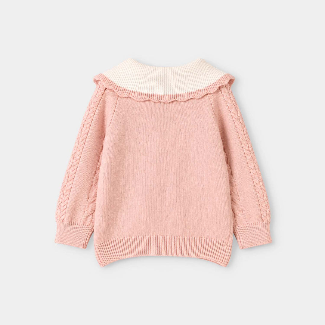 Infant Girls Acrylic Co-ord Set-Scallop Callar-LT.Pink