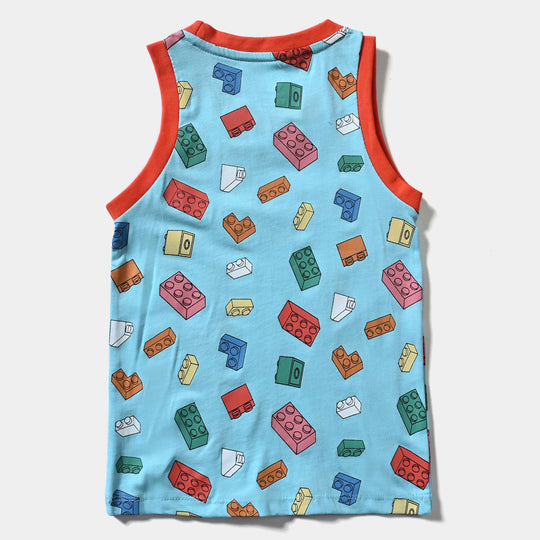 Boys Slub Jersey Sando Tetris-T.Turquoise