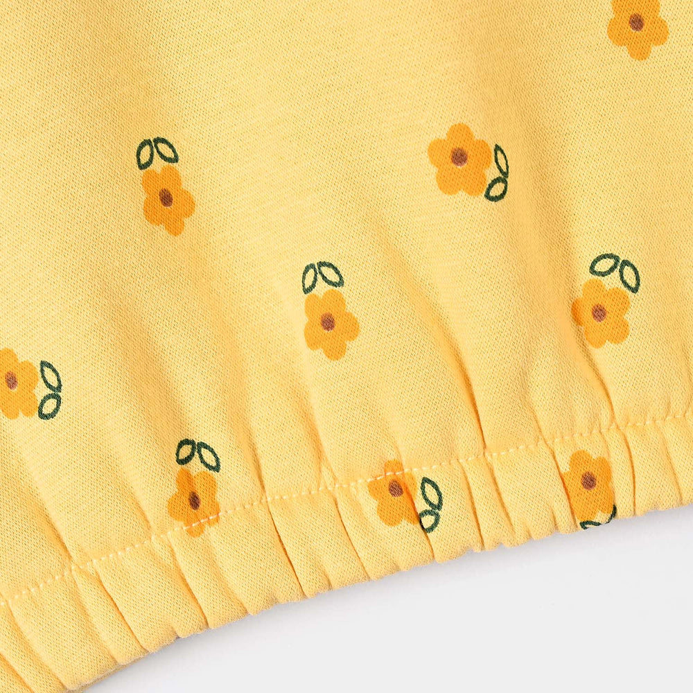 Infants Girls Fleece Sweatshirt Flowers- Yellow