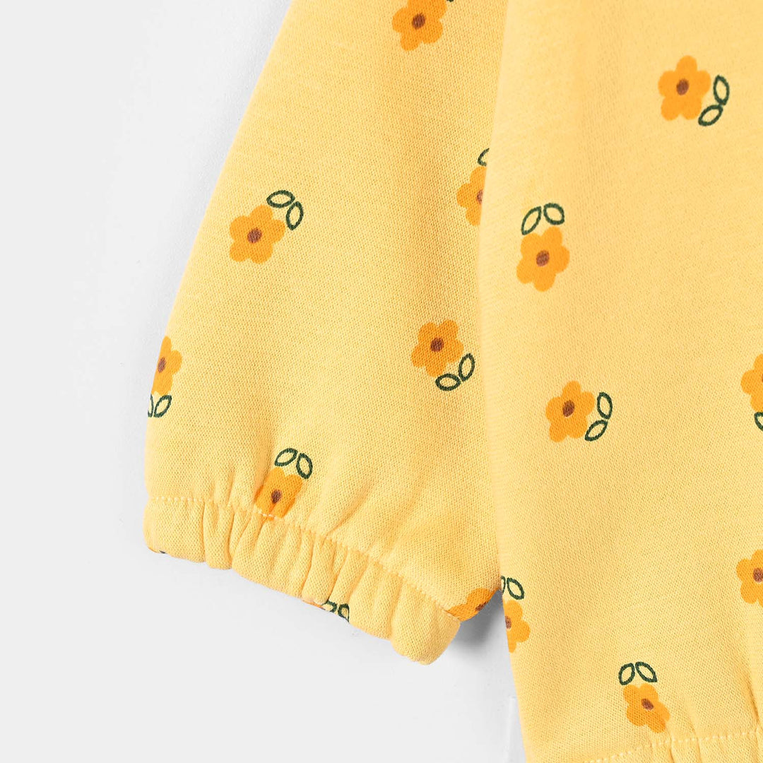 Infants Girls Fleece Sweatshirt Flowers- Yellow