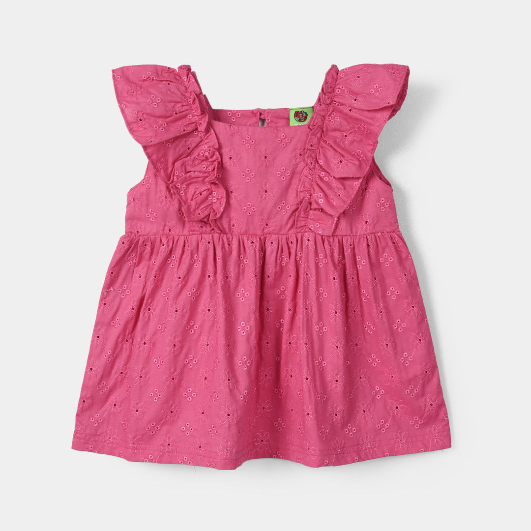 Infant Girls Cotton 2Pc Suit (Chicken Kari) - Hot Pink