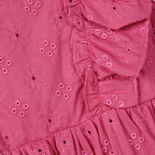 Infant Girls Cotton 2Pc Suit (Chicken Kari) - Hot Pink